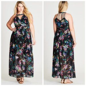 City Chic Floral Blast Strap Maxi dress XS Size 14